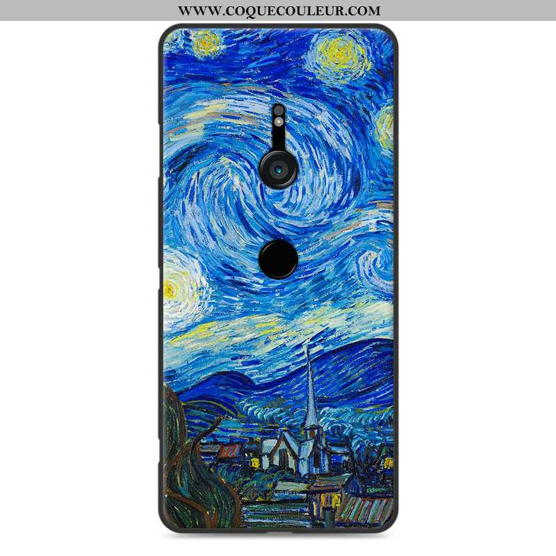 Étui Sony Xperia Xz3 Silicone Fluide Doux Paysage, Coque Sony Xperia Xz3 Protection Peinture Bleu