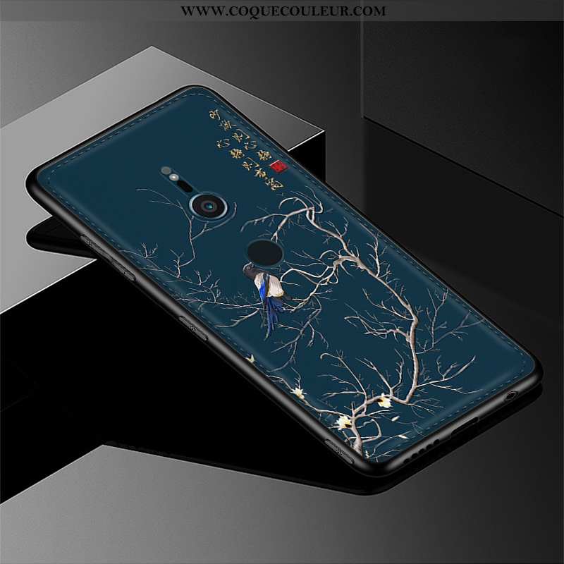 Housse Sony Xperia Xz3 Modèle Fleurie Tendance Bleu Marin, Étui Sony Xperia Xz3 Fluide Doux Amoureux