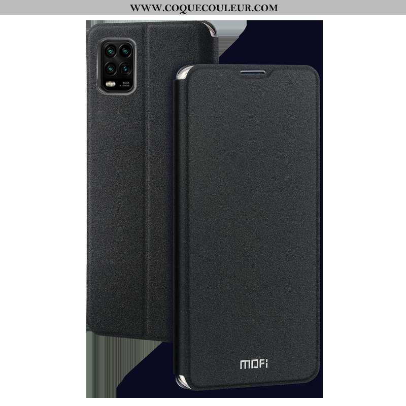 Étui Xiaomi Mi 10 Lite Ultra Incassable Cuir, Coque Xiaomi Mi 10 Lite Tendance Nouveau Noir