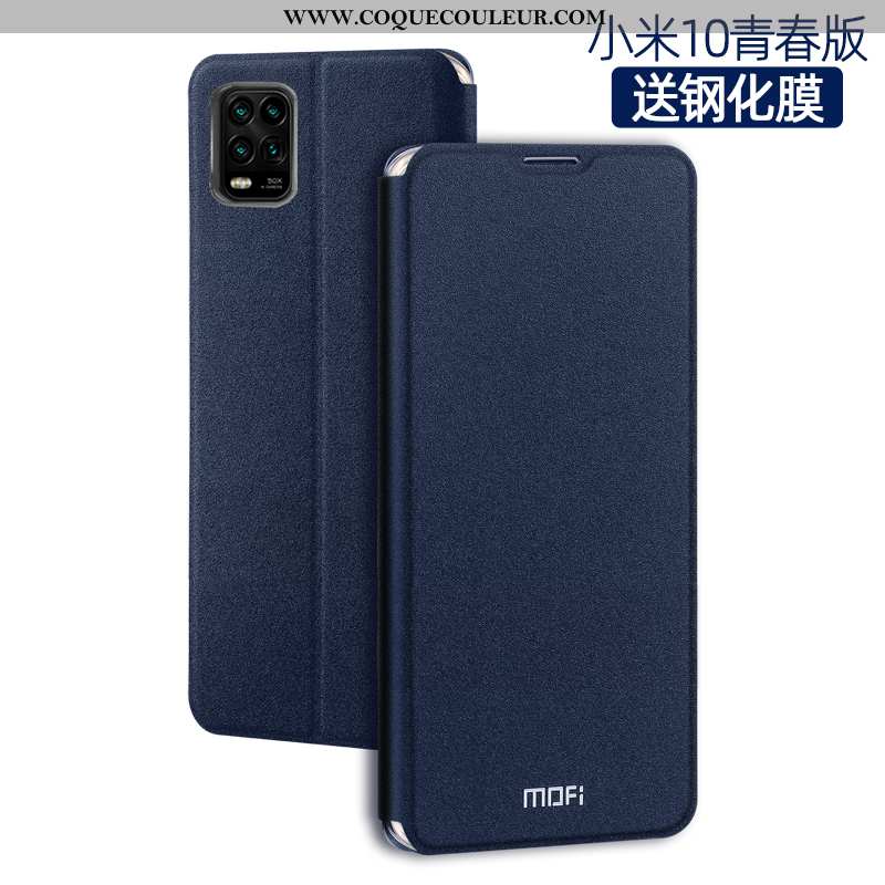 Étui Xiaomi Mi 10 Lite Ultra Incassable Cuir, Coque Xiaomi Mi 10 Lite Tendance Nouveau Noir