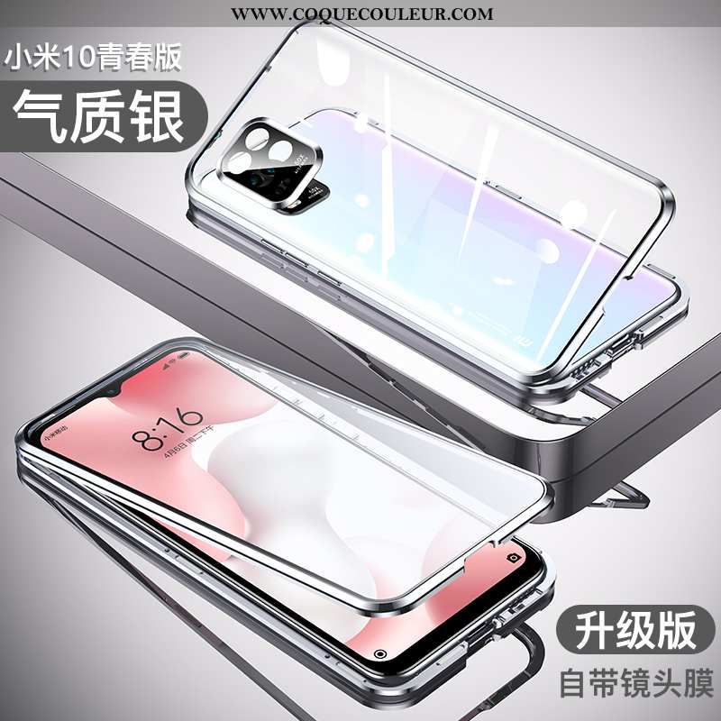 Housse Xiaomi Mi 10 Lite Transparent Net Rouge Incassable, Étui Xiaomi Mi 10 Lite Ultra Reversible V