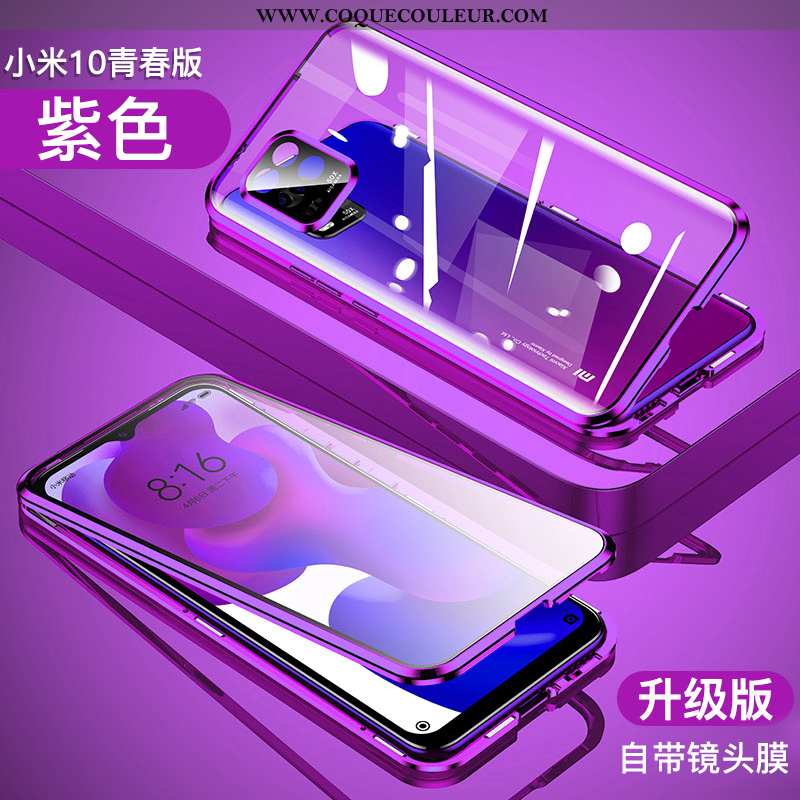 Housse Xiaomi Mi 10 Lite Transparent Net Rouge Incassable, Étui Xiaomi Mi 10 Lite Ultra Reversible V