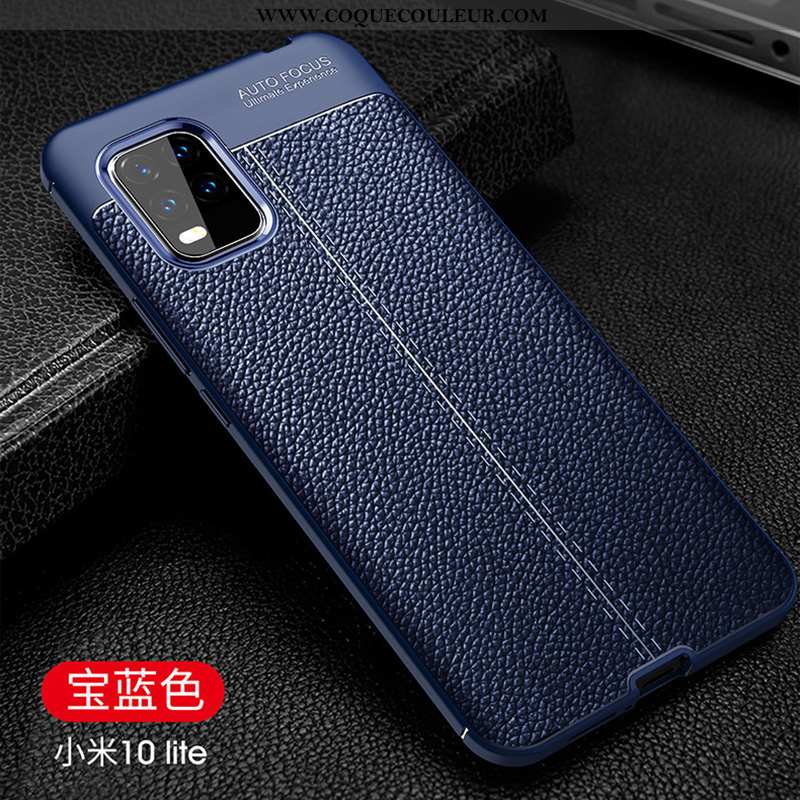 Coque Xiaomi Mi 10 Lite Fluide Doux Incassable Coque, Housse Xiaomi Mi 10 Lite Protection Pu Bleu