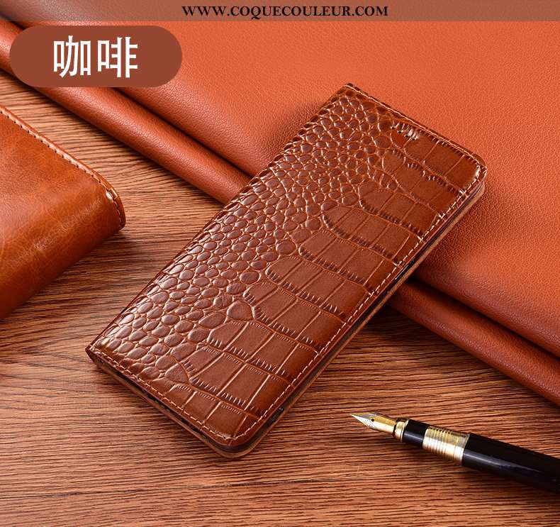 Étui Xiaomi Mi 10 Lite Protection Housse Étui, Coque Xiaomi Mi 10 Lite Cuir Véritable Marron