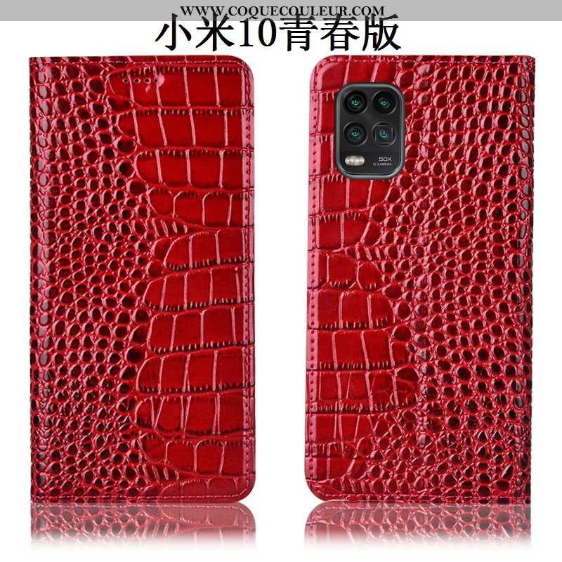 Étui Xiaomi Mi 10 Lite Protection Housse Étui, Coque Xiaomi Mi 10 Lite Cuir Véritable Marron