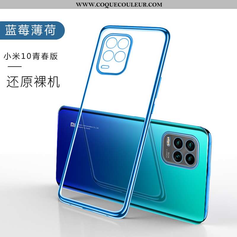 Coque Xiaomi Mi 10 Lite Fluide Doux Tout Compris Bleu, Housse Xiaomi Mi 10 Lite Silicone Bleu