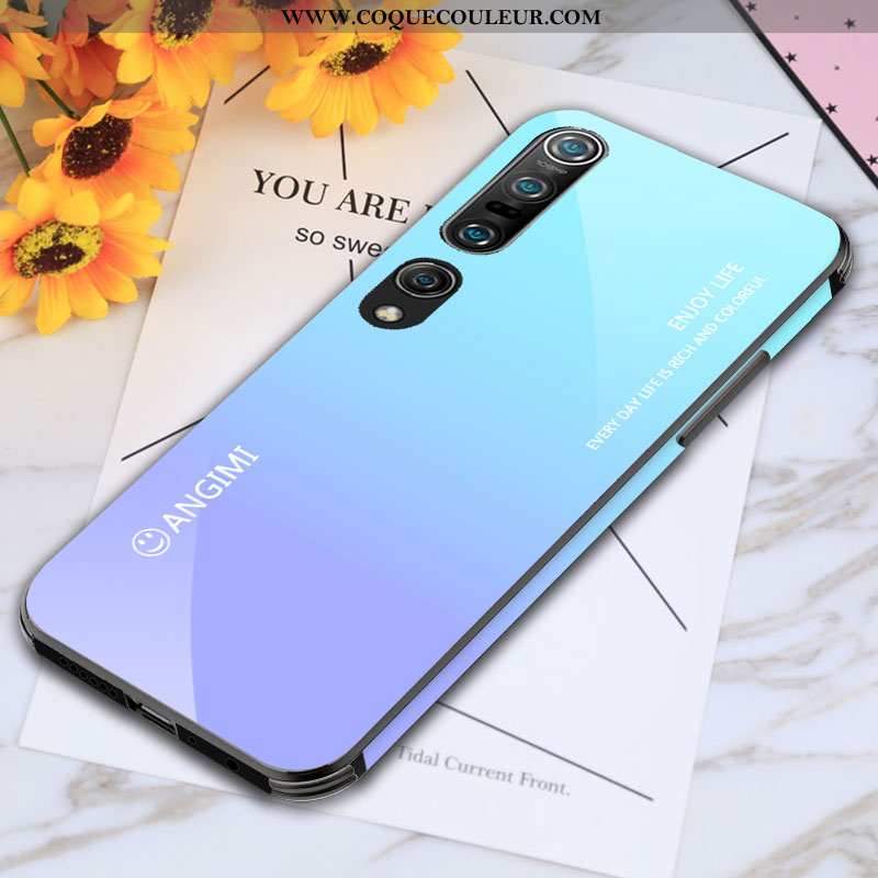 Housse Xiaomi Mi 10 Pro Verre Bleu Coque, Étui Xiaomi Mi 10 Pro Personnalité Tempérer