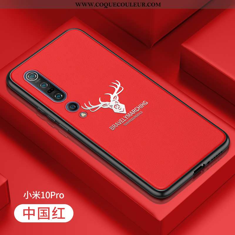 Étui Xiaomi Mi 10 Pro Cuir Silicone Étui, Coque Xiaomi Mi 10 Pro Fluide Doux Rouge