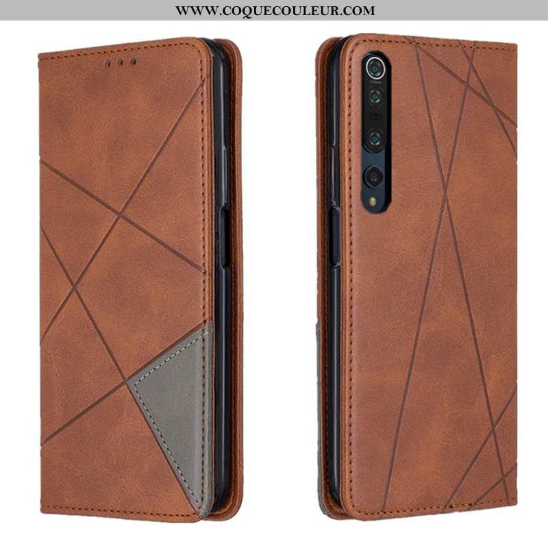 Coque Xiaomi Mi 10 Pro Cuir Carte Tout Compris, Housse Xiaomi Mi 10 Pro Protection Petit Marron