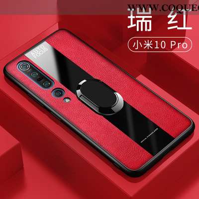 Coque Xiaomi Mi 10 Pro Silicone Magnétisme, Housse Xiaomi Mi 10 Pro Cuir Téléphone Portable Rouge