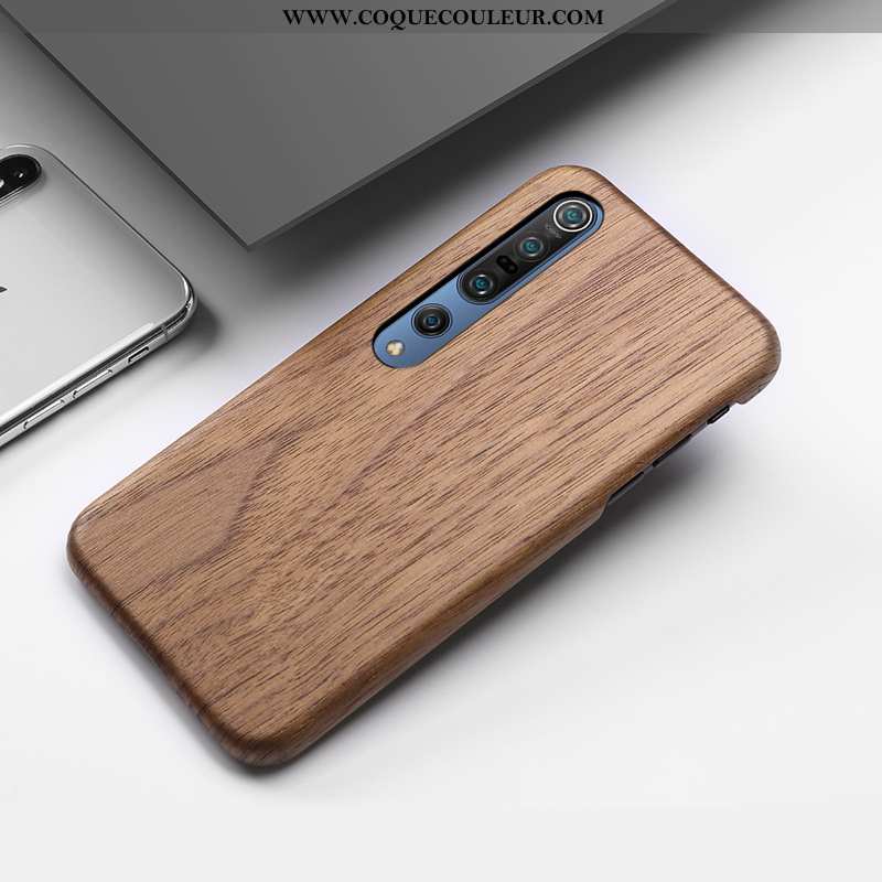 Coque Xiaomi Mi 10 Pro Créatif Étui Incassable, Housse Xiaomi Mi 10 Pro En Bois Tout Compris Marron