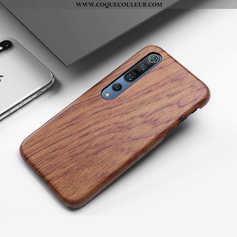 Coque Xiaomi Mi 10 Pro Créatif Étui Incassable, Housse Xiaomi Mi 10 Pro En Bois Tout Compris Marron