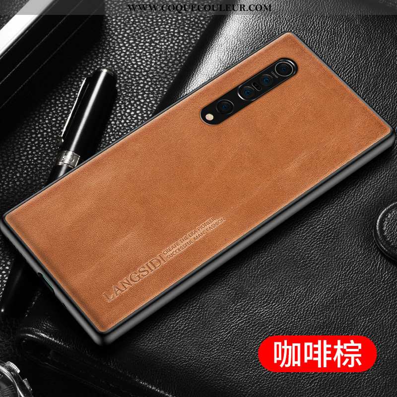 Coque Xiaomi Mi 10 Pro Cuir Véritable Simple Personnalisé, Housse Xiaomi Mi 10 Pro Ultra Tout Compri