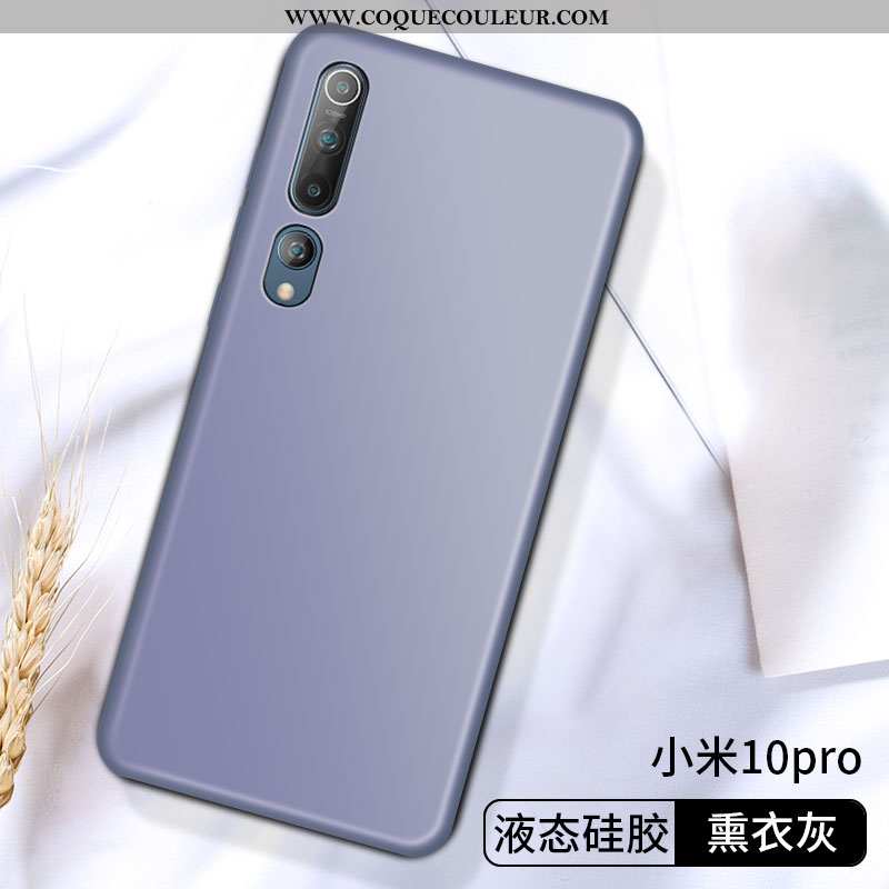 Housse Xiaomi Mi 10 Pro Légère Border Petit, Étui Xiaomi Mi 10 Pro Fluide Doux Créatif Gris