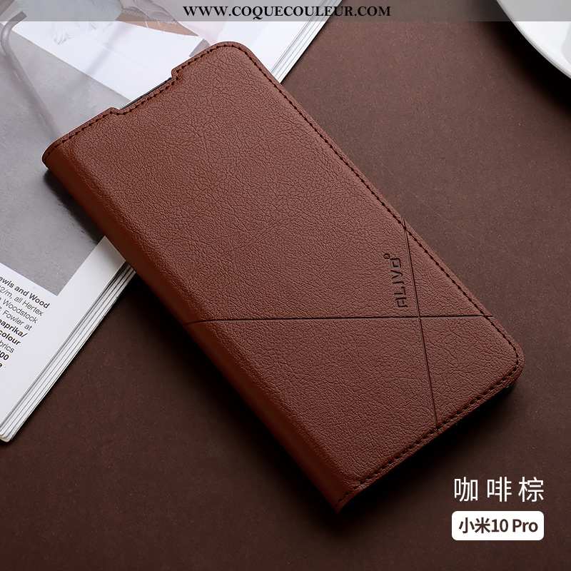 Housse Xiaomi Mi 10 Pro Cuir Coque Téléphone Portable, Étui Xiaomi Mi 10 Pro Fluide Doux Rose