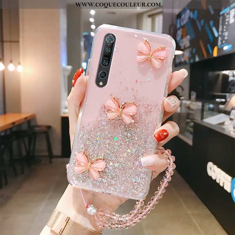 Étui Xiaomi Mi 10 Pro Personnalité Incassable Papillon, Coque Xiaomi Mi 10 Pro Créatif Ultra Rose