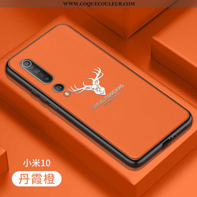 Étui Xiaomi Mi 10 Fluide Doux Incassable Étui, Coque Xiaomi Mi 10 Silicone Orange