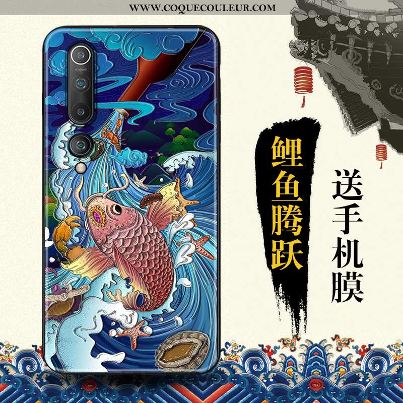 Housse Xiaomi Mi 10 Tendance Style Chinois Téléphone Portable, Étui Xiaomi Mi 10 Protection Bleu