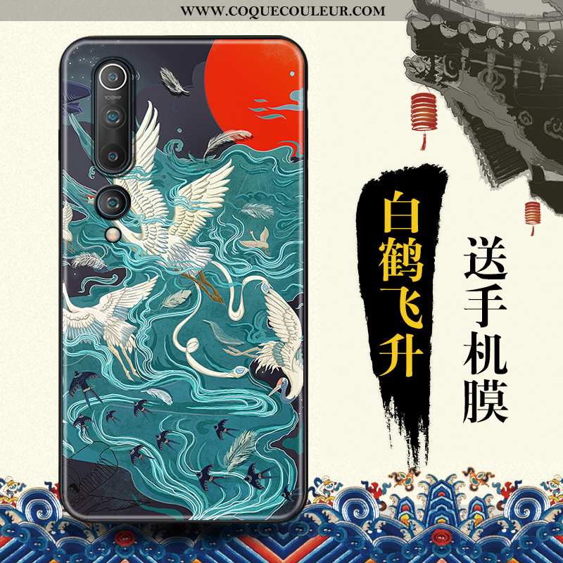 Housse Xiaomi Mi 10 Tendance Style Chinois Téléphone Portable, Étui Xiaomi Mi 10 Protection Bleu