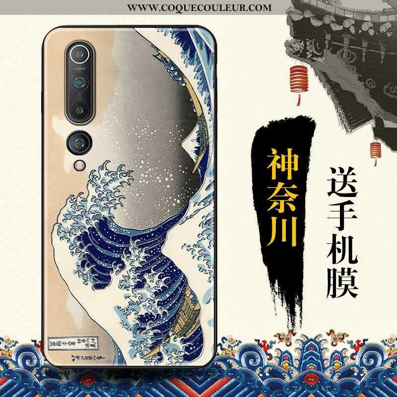 Housse Xiaomi Mi 10 Tendance Style Chinois Téléphone Portable, Étui Xiaomi Mi 10 Protection Bleu