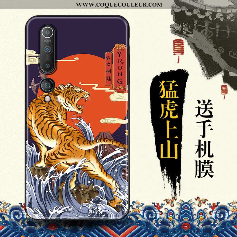 Housse Xiaomi Mi 10 Tendance Style Chinois Téléphone Portable, Étui Xiaomi Mi 10 Protection Bleu