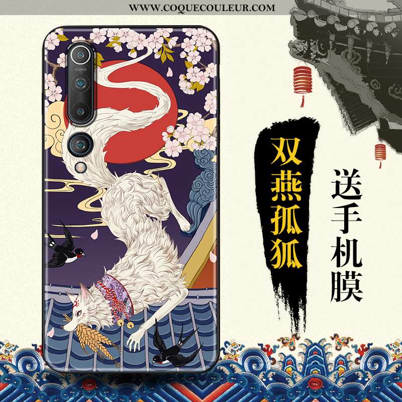 Housse Xiaomi Mi 10 Tendance Style Chinois Téléphone Portable, Étui Xiaomi Mi 10 Protection Bleu