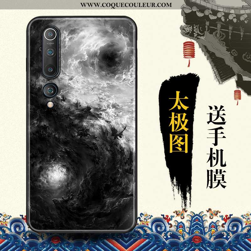 Housse Xiaomi Mi 10 Tendance Style Chinois Téléphone Portable, Étui Xiaomi Mi 10 Protection Bleu