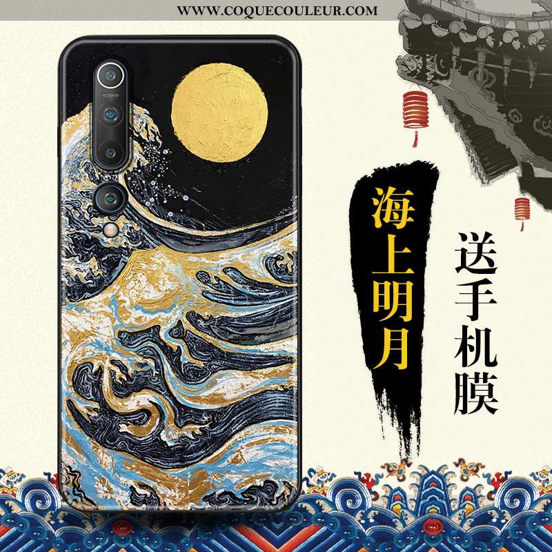 Housse Xiaomi Mi 10 Tendance Style Chinois Téléphone Portable, Étui Xiaomi Mi 10 Protection Bleu