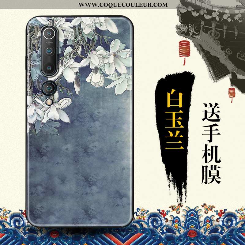 Housse Xiaomi Mi 10 Tendance Style Chinois Téléphone Portable, Étui Xiaomi Mi 10 Protection Bleu