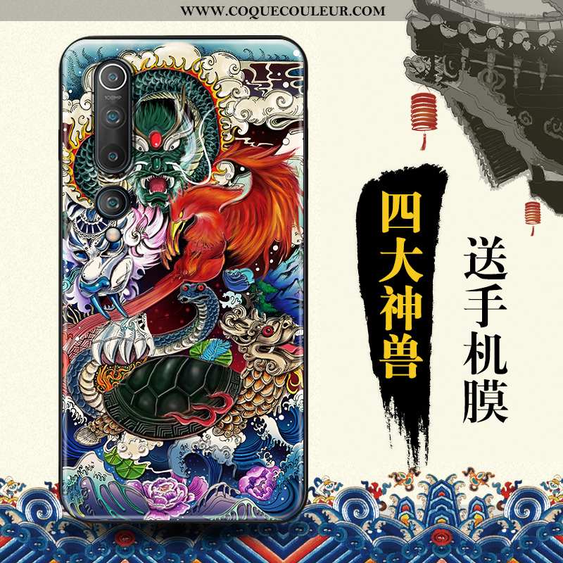 Housse Xiaomi Mi 10 Tendance Style Chinois Téléphone Portable, Étui Xiaomi Mi 10 Protection Bleu