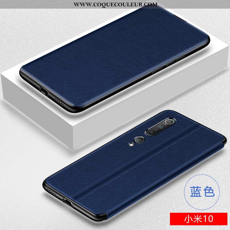 Coque Xiaomi Mi 10 Cuir Luxe Coque, Housse Xiaomi Mi 10 Fluide Doux Silicone Marron