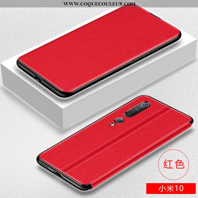 Coque Xiaomi Mi 10 Cuir Luxe Coque, Housse Xiaomi Mi 10 Fluide Doux Silicone Marron