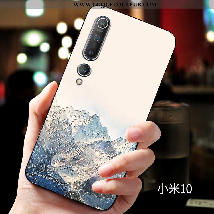 Étui Xiaomi Mi 10 Créatif Fluide Doux Protection, Coque Xiaomi Mi 10 Gaufrage Tendance Bleu