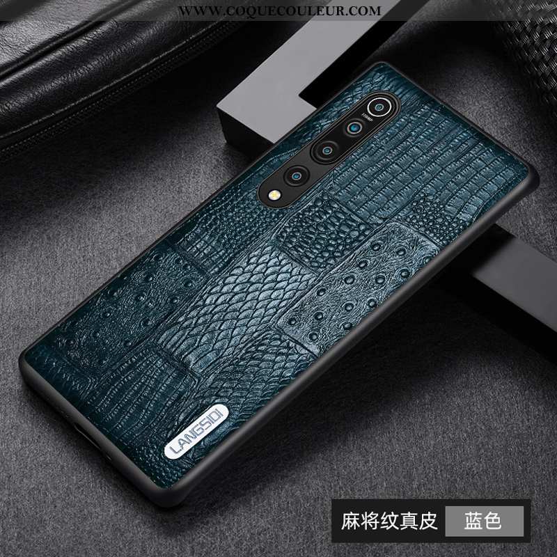 Coque Xiaomi Mi 10 Cuir Incassable Créatif Véritable, Housse Xiaomi Mi 10 Modèle Fleurie Mode Marron