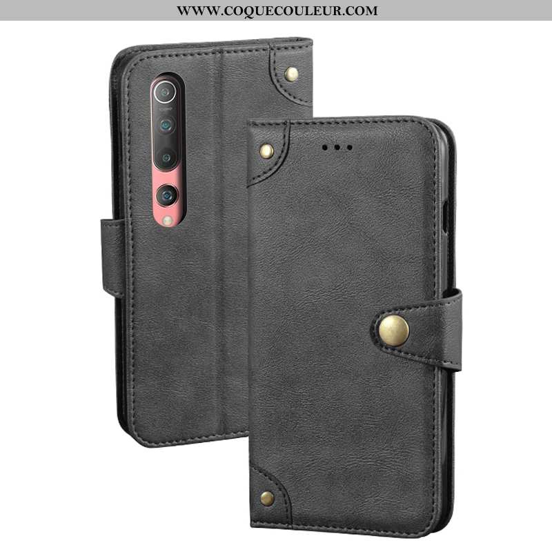 Étui Xiaomi Mi 10 Fluide Doux Personnalité Tendance, Coque Xiaomi Mi 10 Protection Cuir Noir