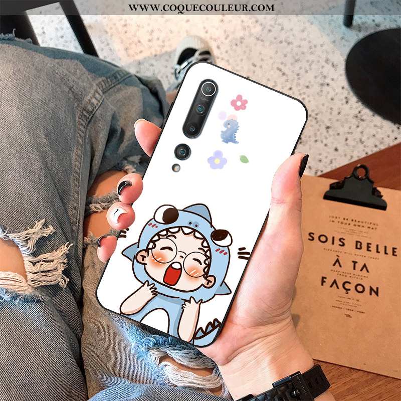 Étui Xiaomi Mi 10 Verre Protection Tendance, Coque Xiaomi Mi 10 Dessin Animé Difficile Rose