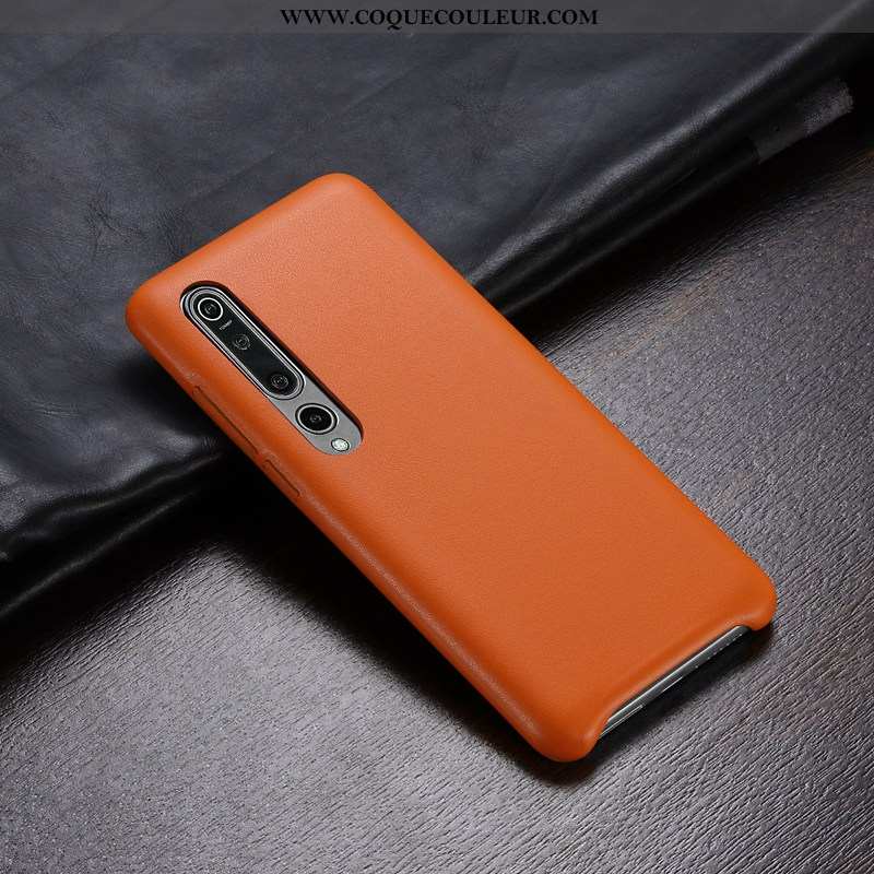 Étui Xiaomi Mi 10 Délavé En Daim Légère Téléphone Portable, Coque Xiaomi Mi 10 Personnalité Orange