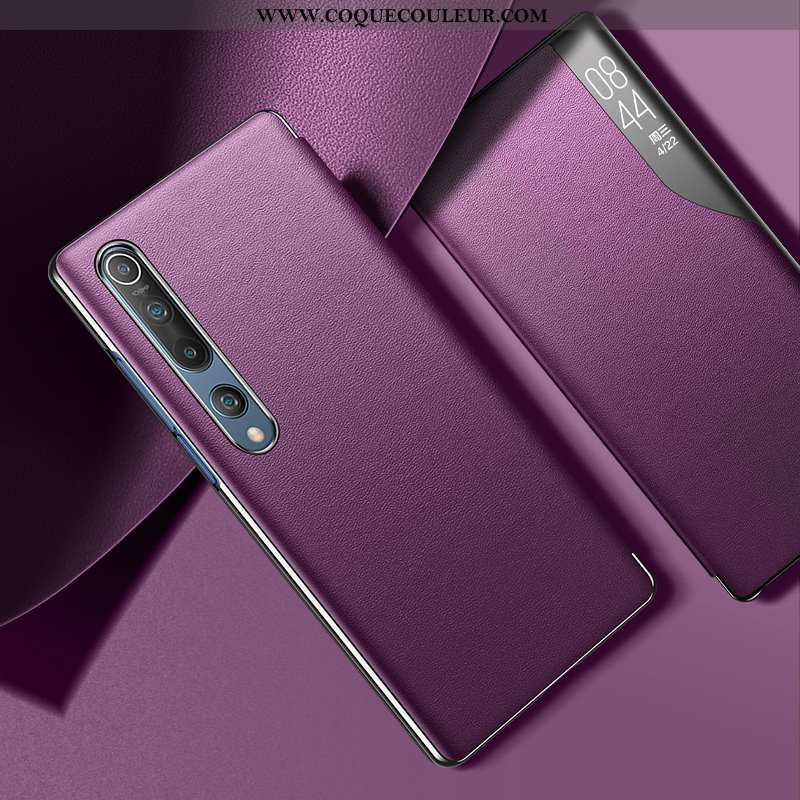 Coque Xiaomi Mi 10 Luxe Housse Luxe, Xiaomi Mi 10 Personnalité Cuir Véritable Violet