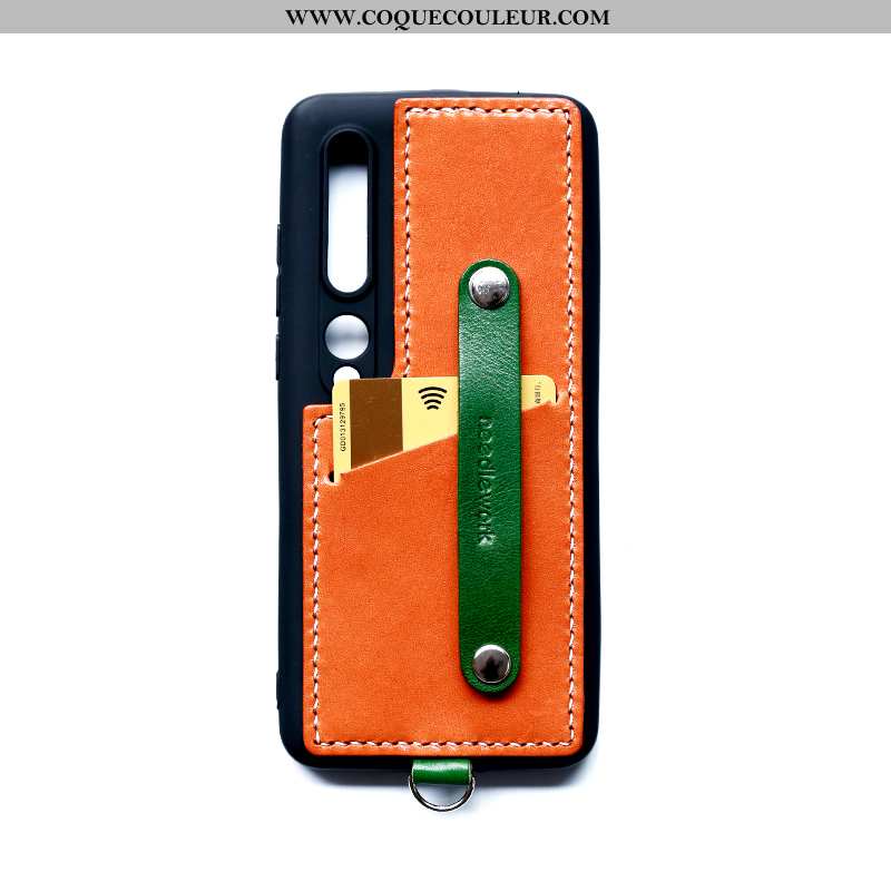 Étui Xiaomi Mi 10 Cuir Petit Coque, Coque Xiaomi Mi 10 Border Vert Verte