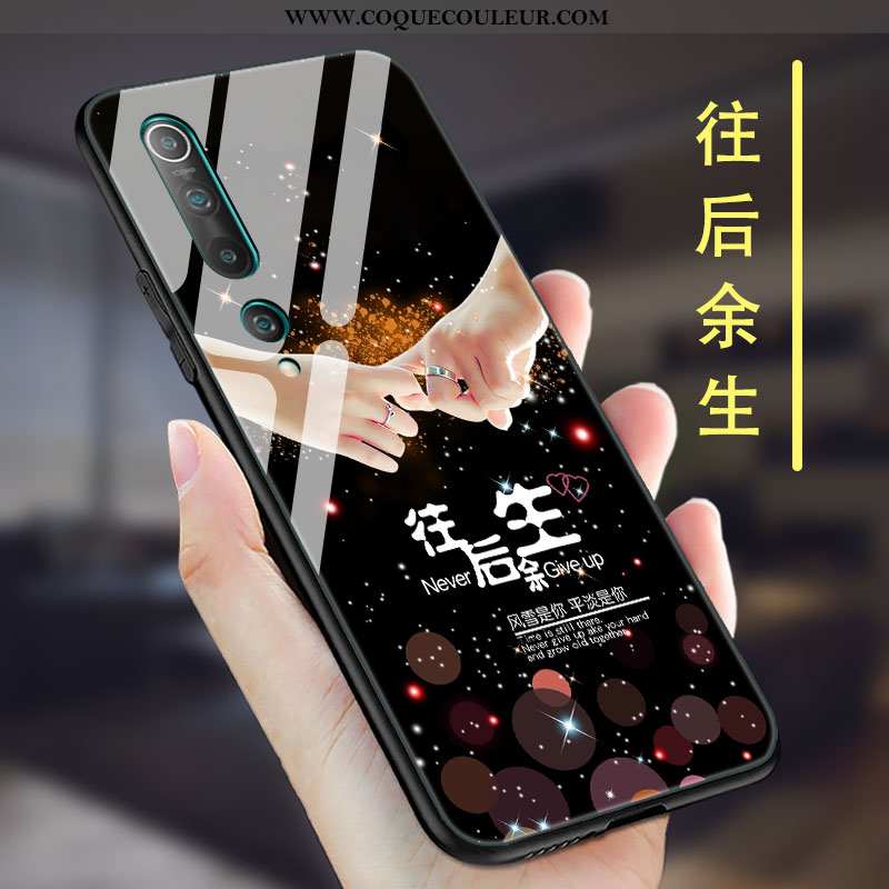 Housse Xiaomi Mi 10 Verre Téléphone Portable Net Rouge, Étui Xiaomi Mi 10 Personnalité Protection Ro
