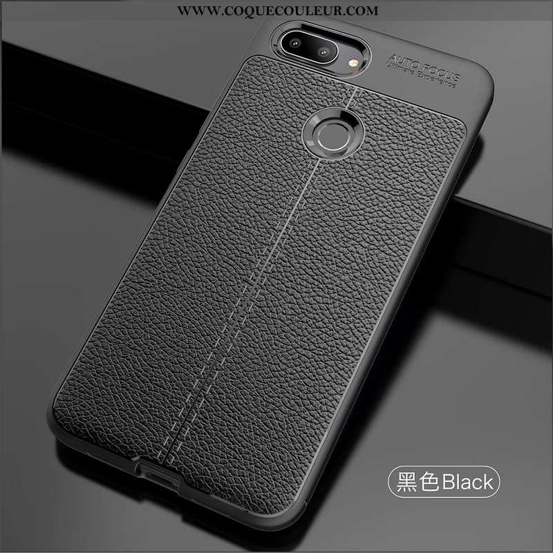 Étui Xiaomi Mi 8 Lite Cuir Coque Noir, Xiaomi Mi 8 Lite Modèle Fleurie Litchi Noir