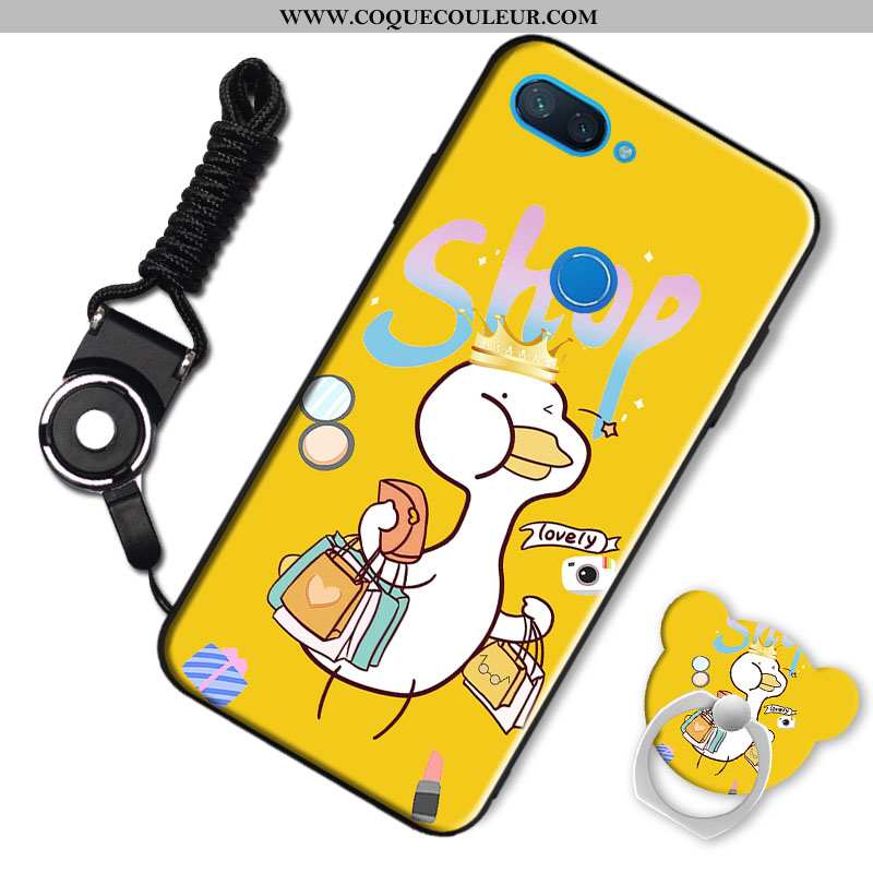 Étui Xiaomi Mi 8 Lite Délavé En Daim Tout Compris Blanc, Coque Xiaomi Mi 8 Lite Dessin Animé Blanche