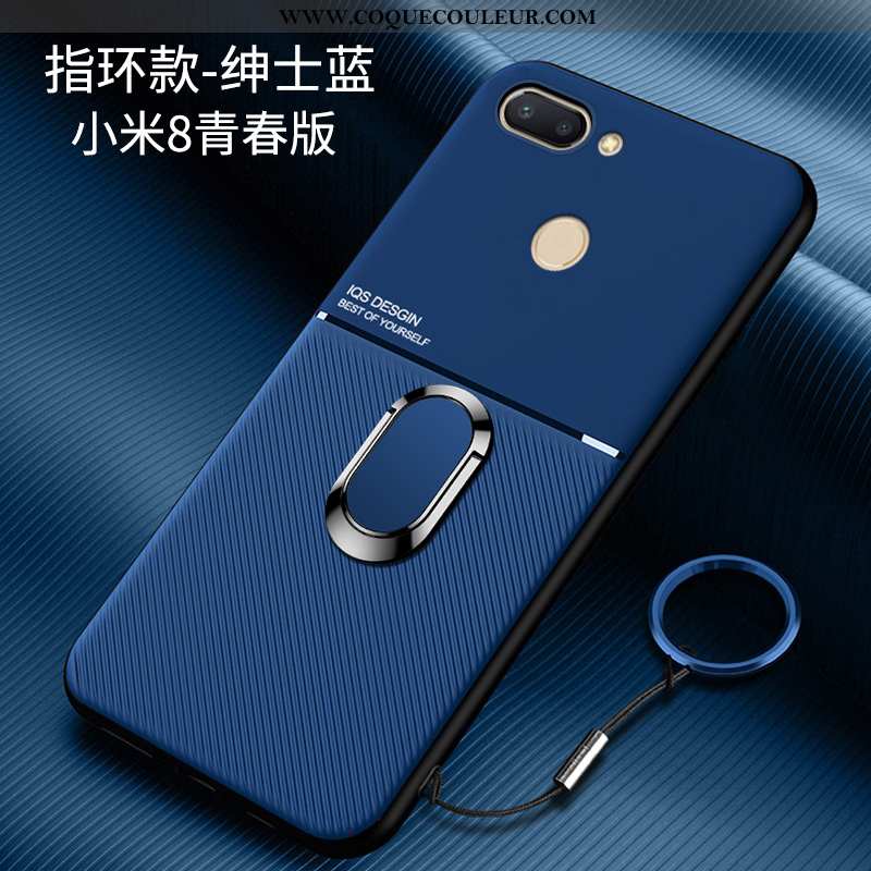 Étui Xiaomi Mi 8 Lite Délavé En Daim Modèle Fleurie Bleu, Coque Xiaomi Mi 8 Lite Personnalité Silico