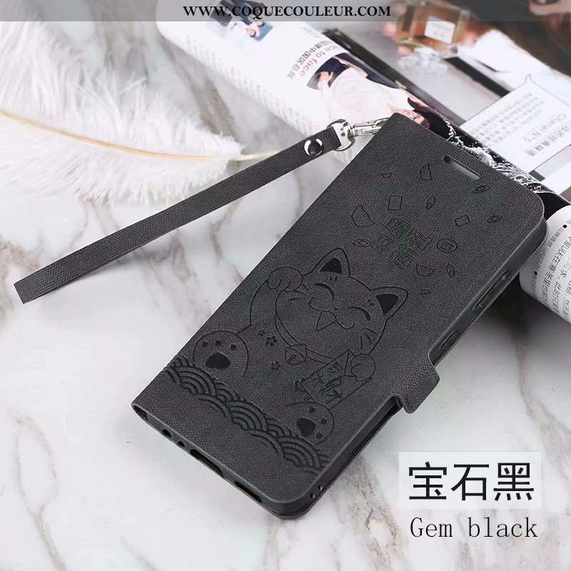 Housse Xiaomi Mi 8 Lite Vintage Modèle Fleurie Incassable, Étui Xiaomi Mi 8 Lite Cuir Clamshell Gris