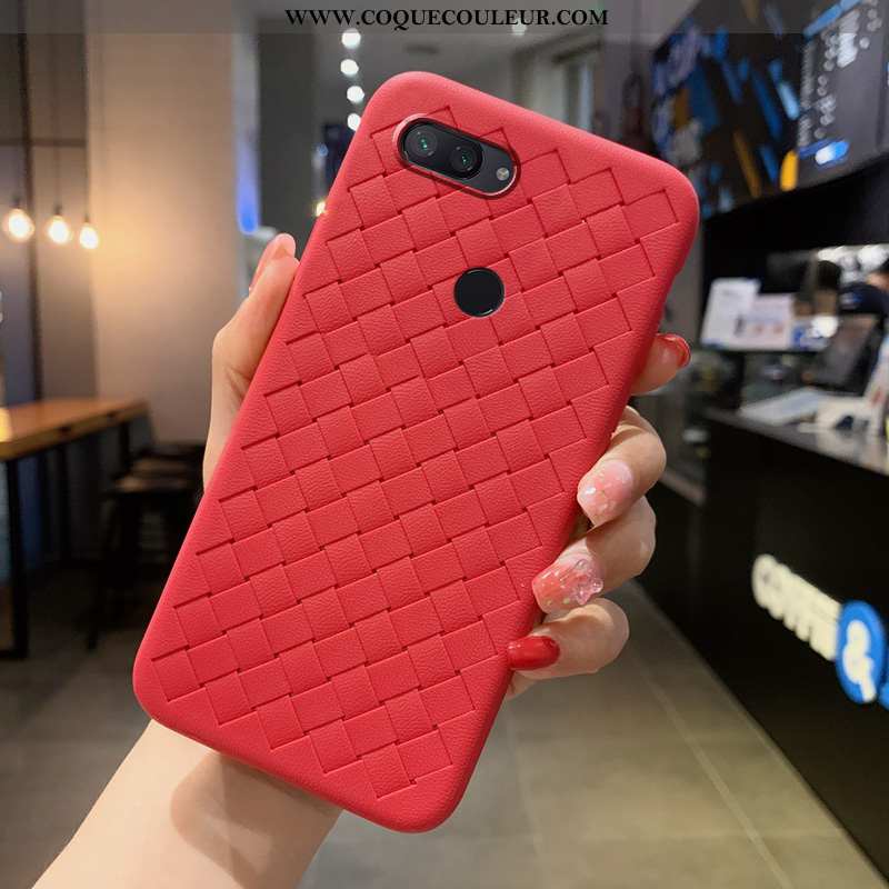 Étui Xiaomi Mi 8 Lite Modèle Fleurie Petit Membrane, Coque Xiaomi Mi 8 Lite Fluide Doux Tissage Roug