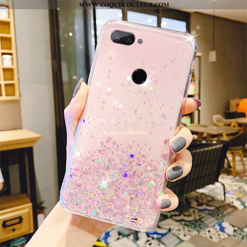 Housse Xiaomi Mi 8 Lite Créatif Transparent Luxe, Étui Xiaomi Mi 8 Lite Protection Rose