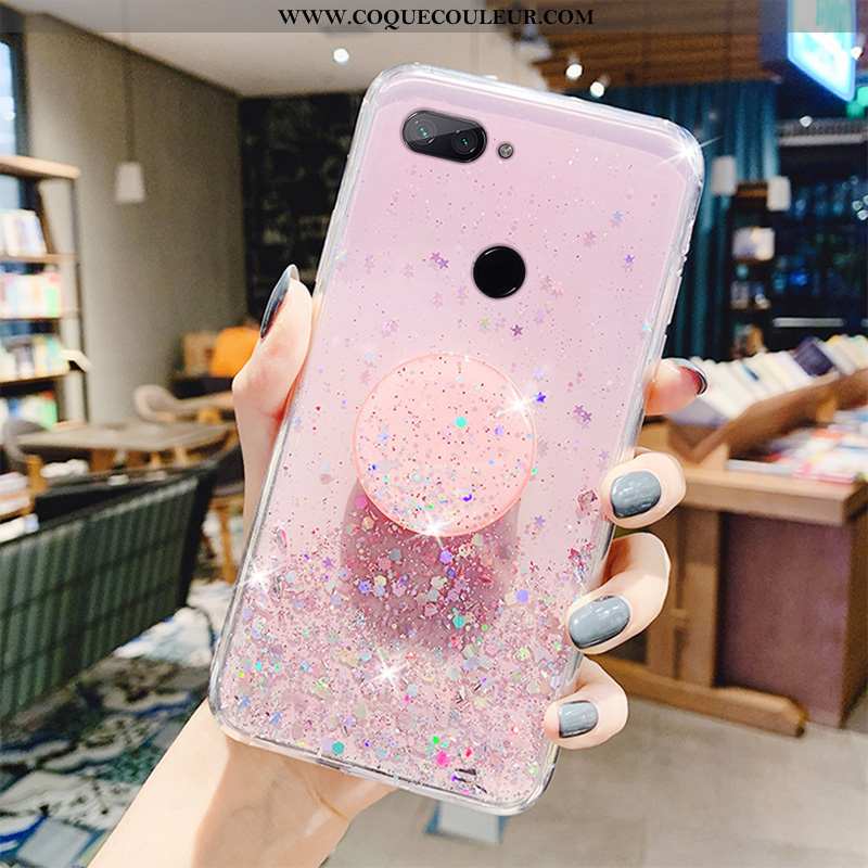 Housse Xiaomi Mi 8 Lite Créatif Transparent Luxe, Étui Xiaomi Mi 8 Lite Protection Rose