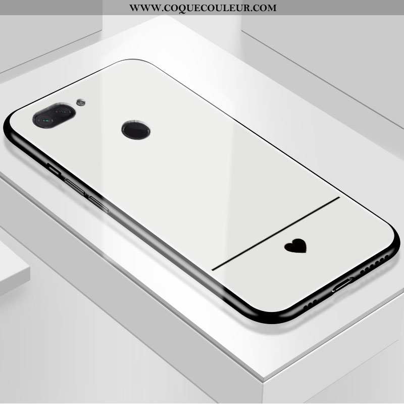 Étui Xiaomi Mi 8 Lite Protection Petit Coque, Coque Xiaomi Mi 8 Lite Verre Blanche