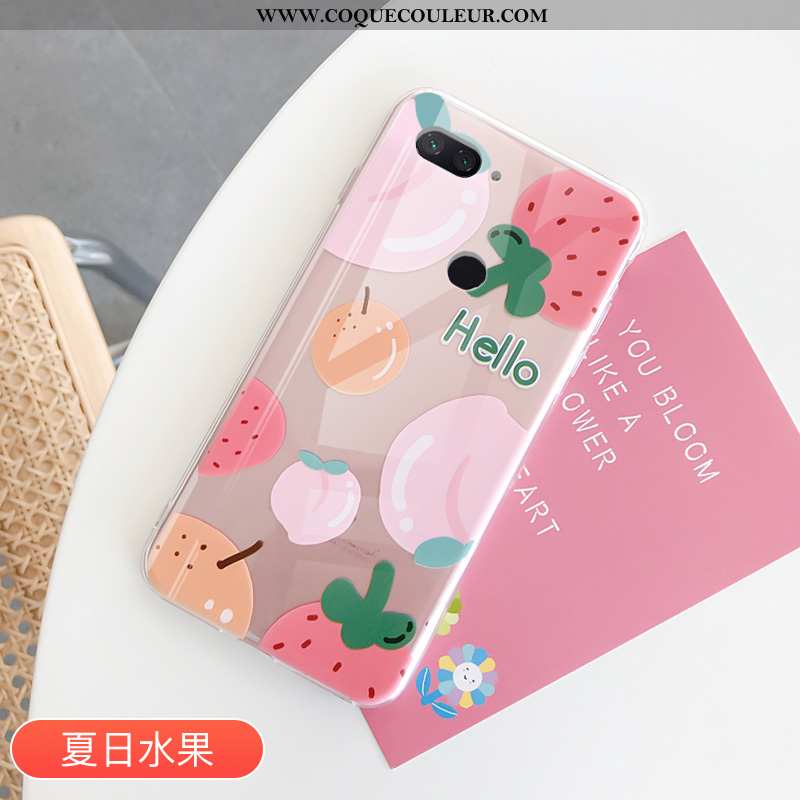 Housse Xiaomi Mi 8 Lite Tendance Amoureux Fruit, Étui Xiaomi Mi 8 Lite Protection Transparent Rose