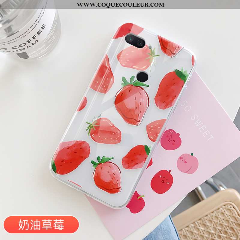 Housse Xiaomi Mi 8 Lite Tendance Amoureux Fruit, Étui Xiaomi Mi 8 Lite Protection Transparent Rose